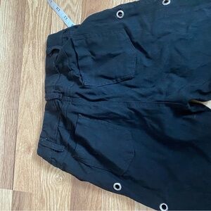 Black Cargo Shorts with Grommet Details